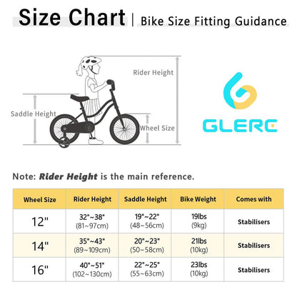 Glerc Daisy 16 Zoll Kinderfahrrad rot für Mädchen 4-7 Jahre mit Stützrädern, Korb und Luftschlangen