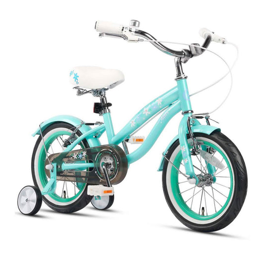Glerc Freesia 14 Zoll Kinderfahrrad Retro Vintage, für 3-5 Jahre, mit Stabilisatoren und Glocke, grün