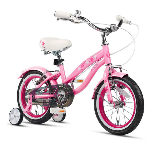 Glerc Freesia 12 Zoll Kinderfahrrad, rosa, für 1-5 Jahre, mit Stabilisatoren und Glocke, ideal für kleine Mädchen.