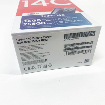 XIAOMI Redmi 14C, 256GB/8GB, Smartphone, Dual-SIM, Dreamy Purple, leistungsstarker Prozessor, großes Display, lange Akkulaufzeit.
