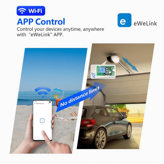 Dieserc Wi-Fi 4x1 Kanalmodul, passiv, 1x Bluetooth-Sender, DC 5V-36V, Ewelink, kompatibel mit Alexa/Google Home