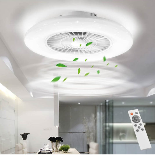 BKZO 60CM Deckenventilator mit LED, 24 Geschwindigkeiten, dimmbar, 3000-5500 K, ideal für Wohnräume und Büros.