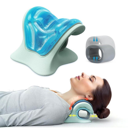 Tech Fun Nackenstrecker, orthopädisch, Nackendehner, Kühl-Gel & Flex-Ring, gegen Nackenschmerzen & Verspannungen, tägliche Nackenentspannung