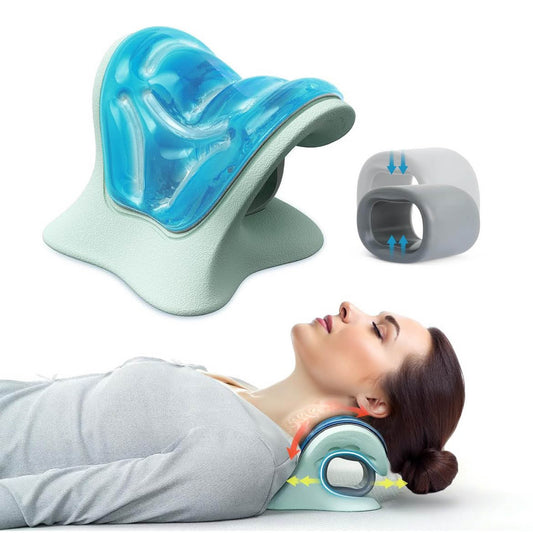 Tech Fun Nackenstrecker, orthopädisch, Nackendehner, Kühl-Gel & Flex-Ring, gegen Nackenschmerzen & Verspannungen, tägliche Nackenentspannung
