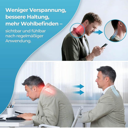 Tech Fun Nackenstrecker, orthopädisch, Nackendehner, Kühl-Gel & Flex-Ring, gegen Nackenschmerzen & Verspannungen, tägliche Nackenentspannung