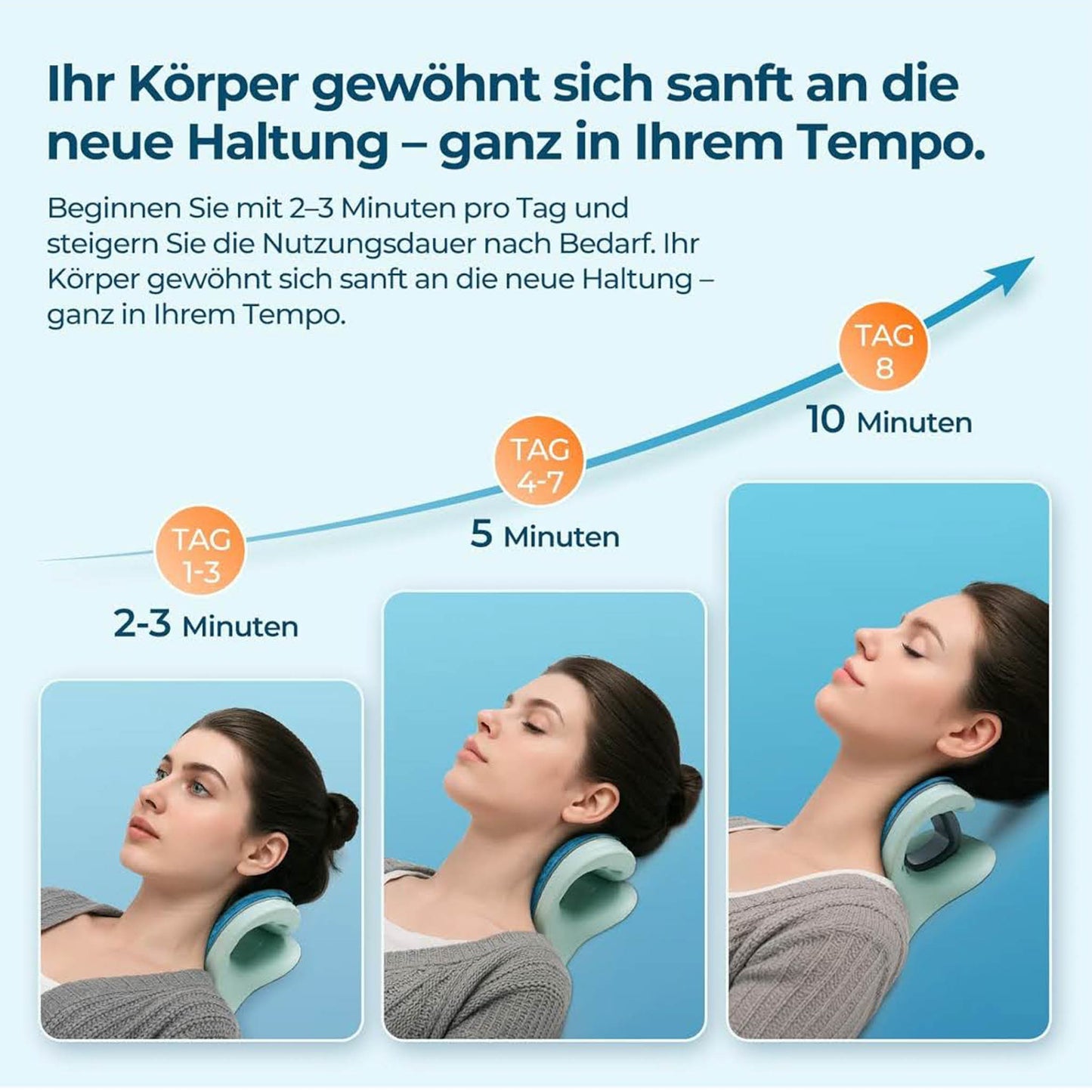 Tech Fun Nackenstrecker, orthopädisch, Nackendehner, Kühl-Gel & Flex-Ring, gegen Nackenschmerzen & Verspannungen, tägliche Nackenentspannung