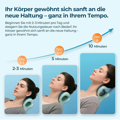 Tech Fun Nackenstrecker, orthopädisch, Nackendehner, Kühl-Gel & Flex-Ring, gegen Nackenschmerzen & Verspannungen, tägliche Nackenentspannung
