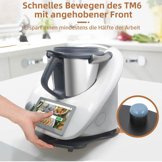 Gleitbrett für Thermomix TM6 TM5, Bambus, Rollbrett Schwarz, Zubehör für schnelle Bewegungen