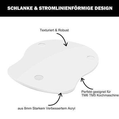 Gleitbrett Acryl, TM6, Zubehör, schnelles Bewegen für Thermomix, rutschfeste Unterlage, Weiß