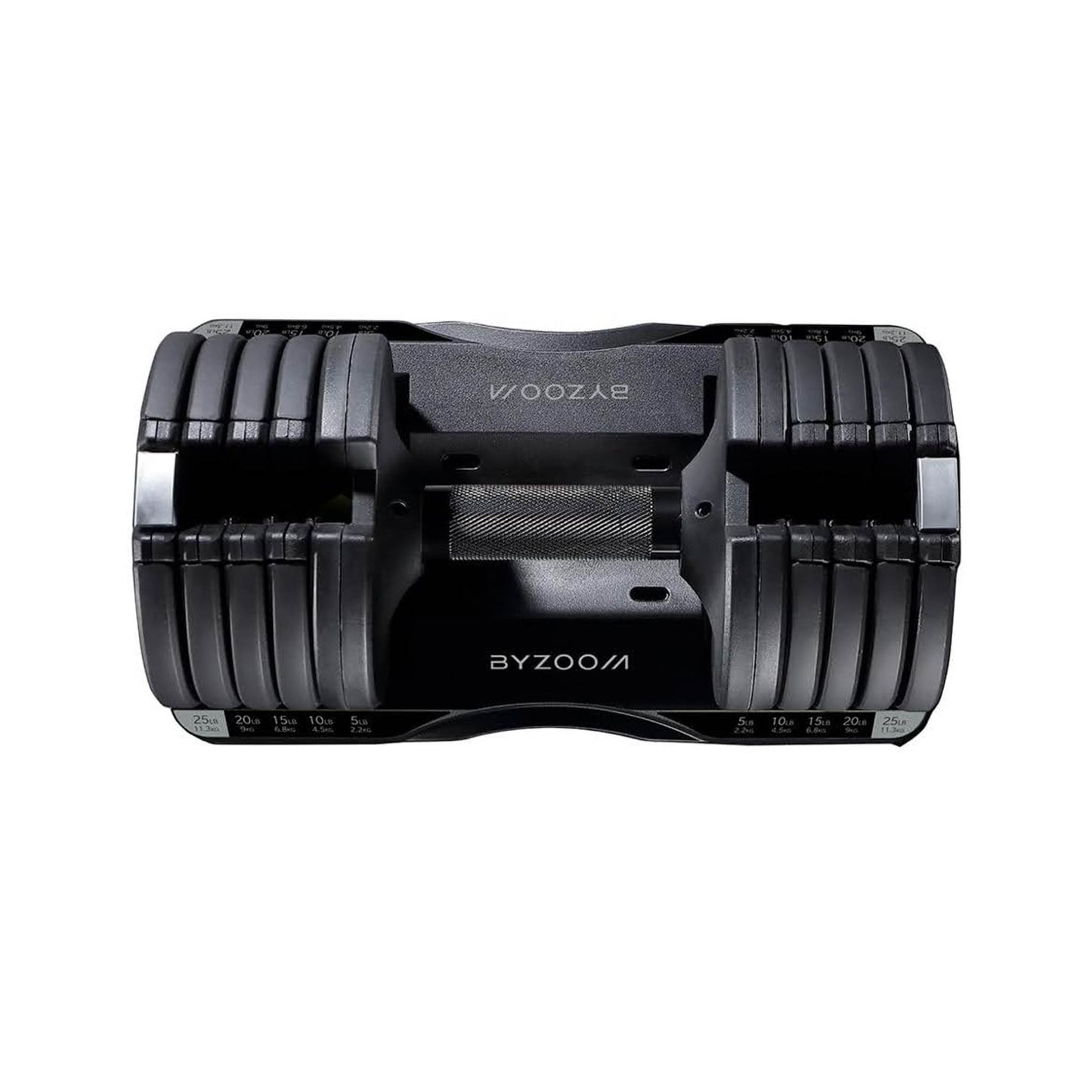 BYZOOM FITNESS 11.3kg verstellbare Hantel, Pure Series Schwarz, 5 Gewichtseinstellungen, kompakt und vielseitig.