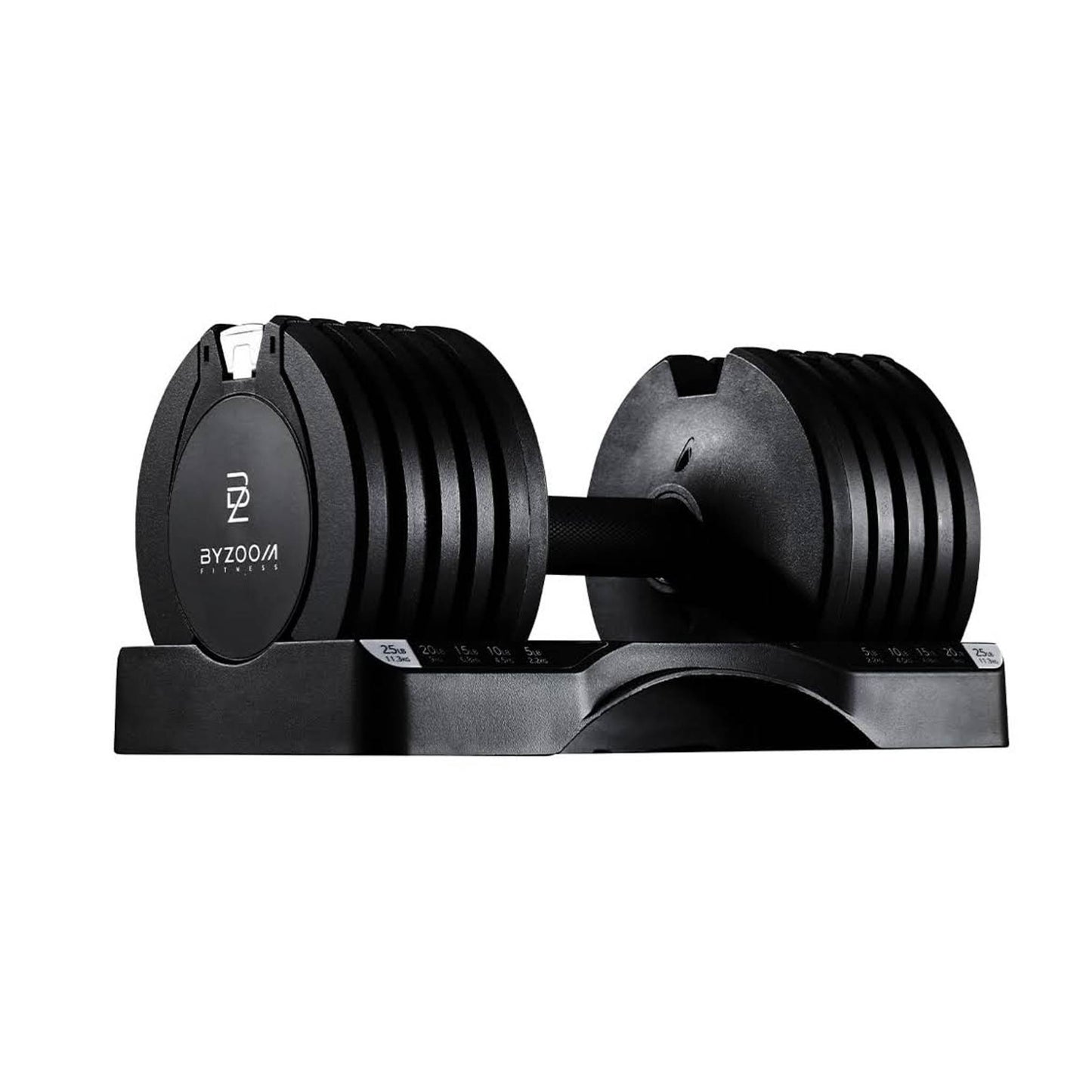 BYZOOM FITNESS 11.3kg verstellbare Hantel, Pure Series Schwarz, 5 Gewichtseinstellungen, kompakt und vielseitig.