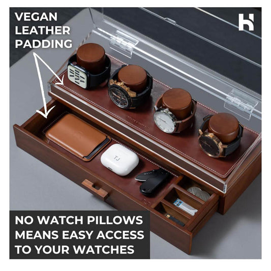 Watch Deck Pro, Uhrenbox für Herren, Uhrenaufbewahrung, aus Holz, stilvoll, Geschenkidee für Männer, Freund, Papa