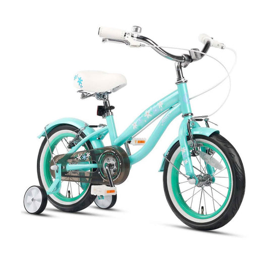 Glerc Freesia 12 Zoll Kinderfahrrad, für 1-5 Jahre, mit Stabilisatoren, Glocke, grün, ideal für kleine Mädchen.
