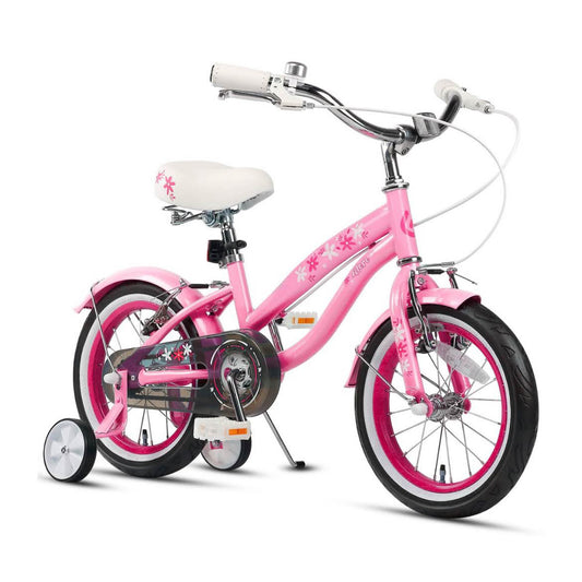 Glerc Freesia 16 Zoll Kinderfahrrad, Retro Vintage, für Mädchen 4-7 Jahre, mit Stabilisatoren und Kickstand, rosa.
