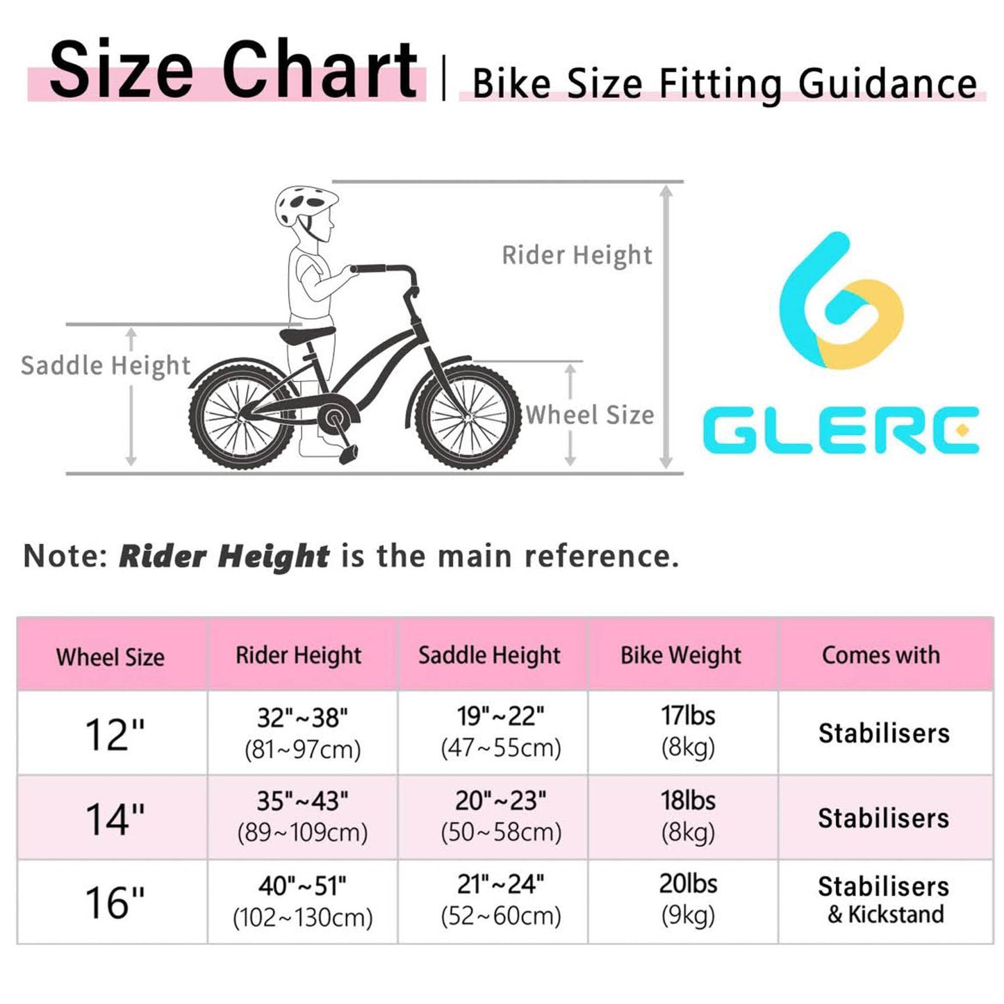 Glerc Freesia 16 Zoll Kinderfahrrad, Retro Vintage, für Mädchen 4-7 Jahre, mit Stabilisatoren und Kickstand, rosa.