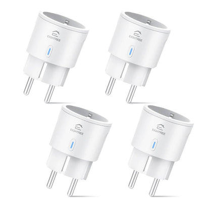 EIGHTREE ET20 Smart WLAN Steckdose, 4er Pack, mit Strommessung, Sprachsteuerung & Timer, kompatibel mit Alexa & Google Home.