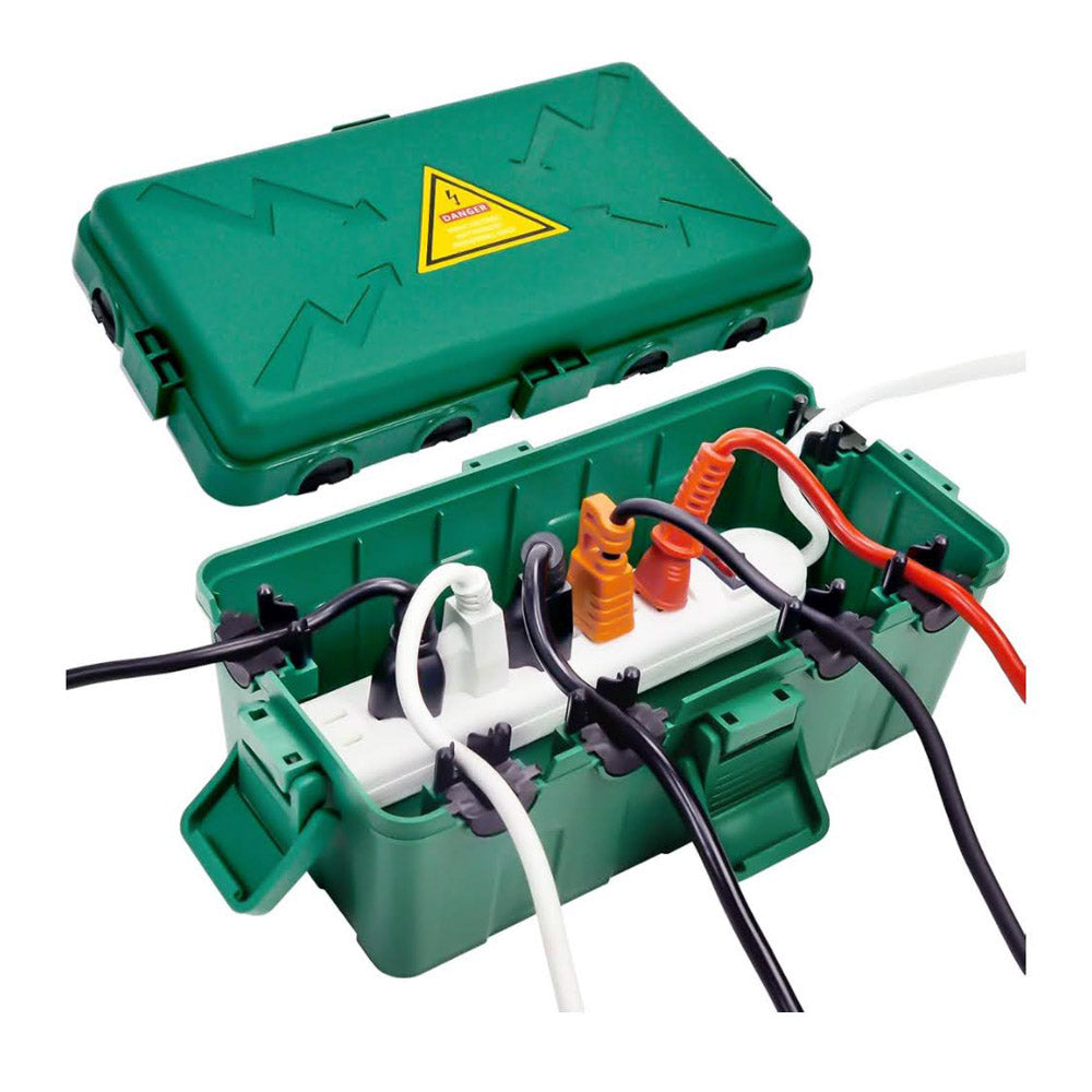 Grün, IP54, Elektrobox, Wetterfest, schützt Steckdose, Timer, Plug, für Außenbereich, 27x14.5x12.5 cm
