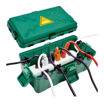 Grün, IP54, Elektrobox, Wetterfest, schützt Steckdose, Timer, Plug, für Außenbereich, 27x14.5x12.5 cm