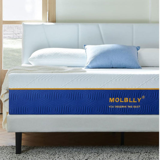 Molblly Matratze 90 x 190 x 16 cm, ergonomisch, atmungsaktiv, mittlere Härte, hypoallergen, langlebig, Memory-Schaum