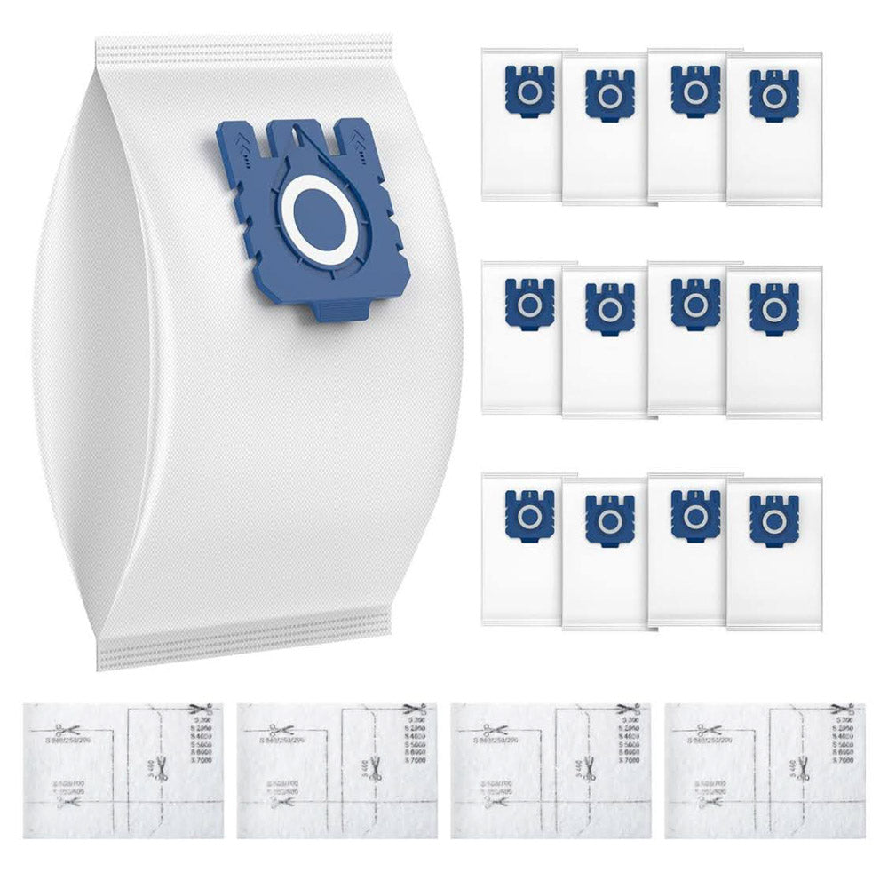 Miele 3D Effizienz GN Staubsaugerbeutel 12er Pack für Classic C1, Complete C2/C3, S8/S5/S2, inkl. 4 Filter