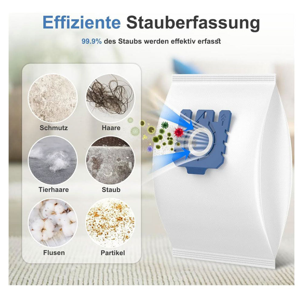 Miele 3D Effizienz GN Staubsaugerbeutel 12er Pack für Classic C1, Complete C2/C3, S8/S5/S2, inkl. 4 Filter