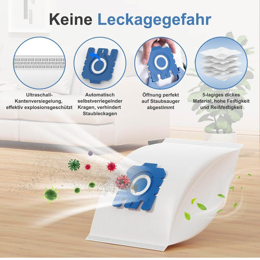 Miele 3D Effizienz GN Staubsaugerbeutel 12er Pack für Classic C1, Complete C2/C3, S8/S5/S2, inkl. 4 Filter