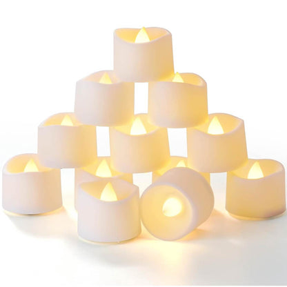 Homemory 24 LED Teelichter, Timer 6/18 Std, Flackernd, 3.6x3.6 cm, Batteriebetrieben, Warmweiß, Plastik, sicher und langlebig.