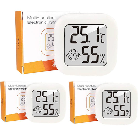Mini Thermometer Hygrometer, 3 Stück, Digital Raumthermometer, präzise Feuchtigkeitsmessung, kompaktes Design