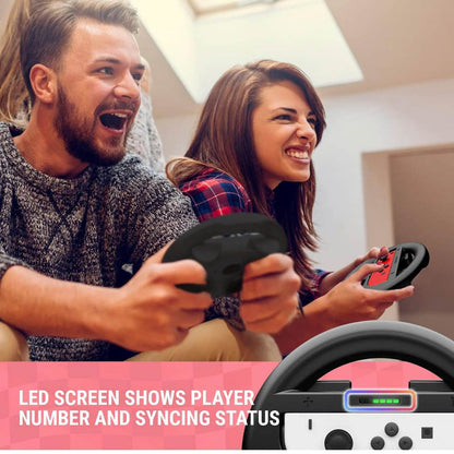 Orzly 2 x Lenkräder, Joy-Con Lenkräder für Nintendo Switch, Twin Pack, schwarz, ergonomisch, ideal für Rennspiele.
