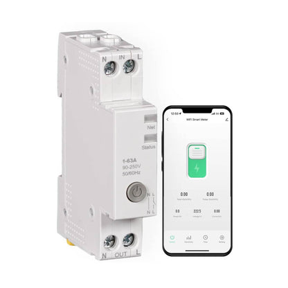 MOES Smart Zeitschaltuhr 1P+N, WLAN Schalter, 16A-63A, mit Metering, Alexa & Google Home kompatibel, Überstrom- und Überspannungsschutz.