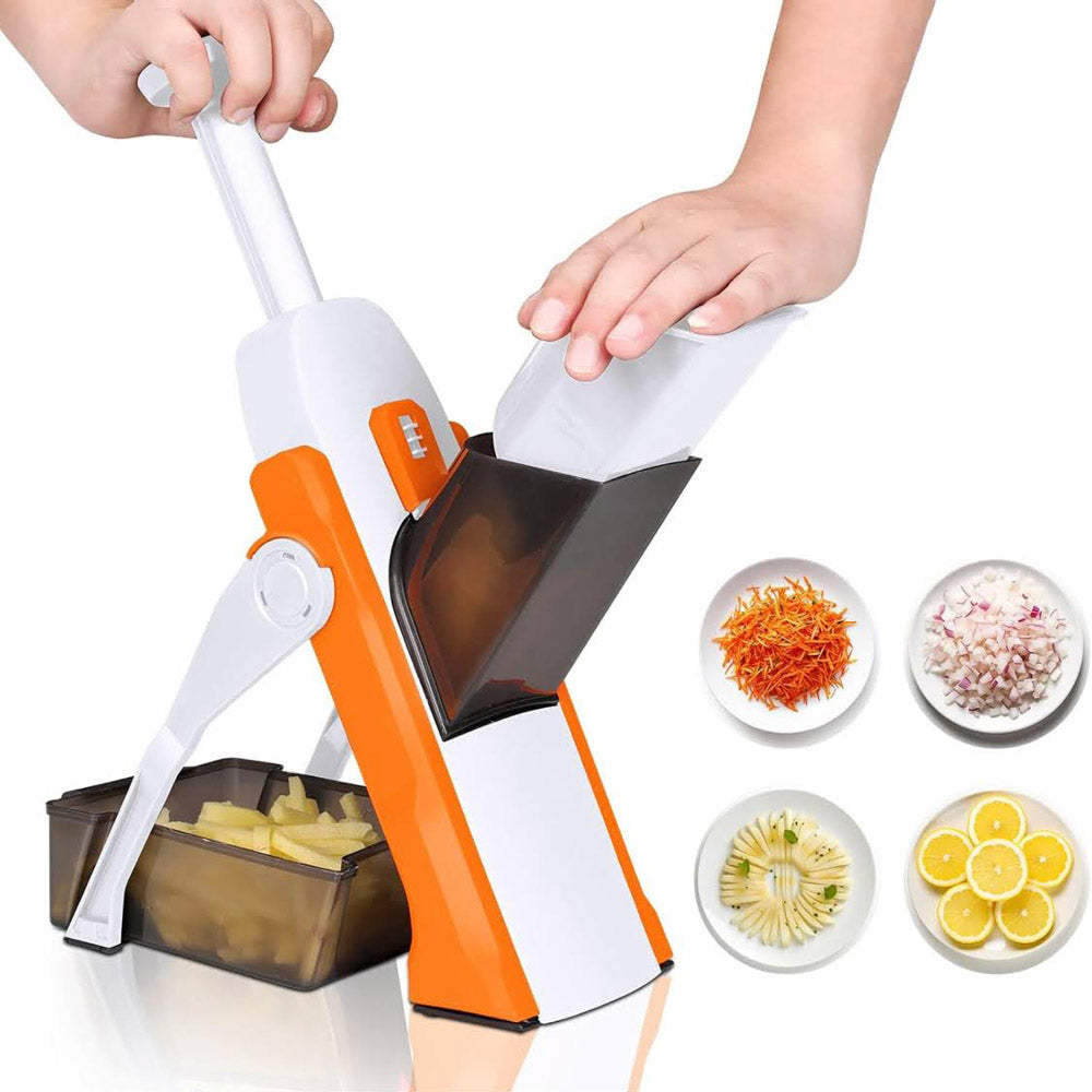 Masthoom Mandoline, Multifunktionales Küchengerät, verstellbare Dicke, sicherer vertikaler Schneider, ideal für Gemüse, orange