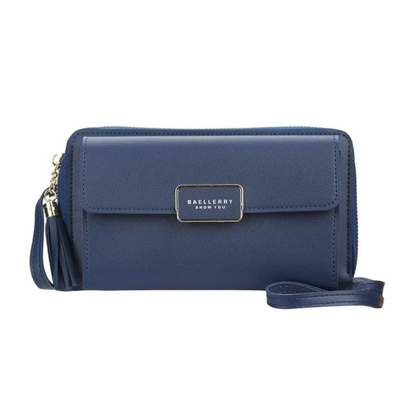 Yixuan Damen Umhängetasche, Handy Portemonnaie, mit Reißverschluss, Kartenfächern, verstellbarem Schultergurt, für große Handys - Blau