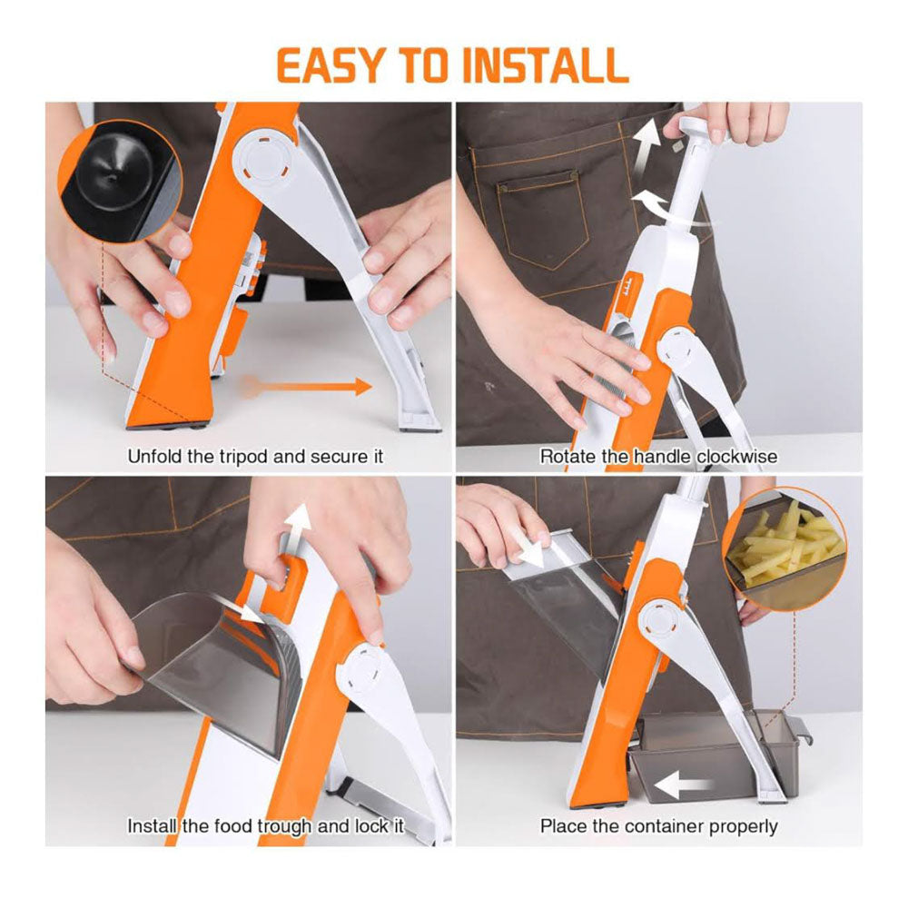 Masthoom Mandoline, Multifunktionales Küchengerät, verstellbare Dicke, sicherer vertikaler Schneider, ideal für Gemüse, orange