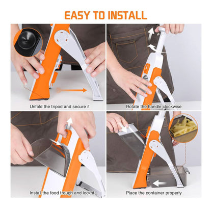 Masthoom Mandoline, Multifunktionales Küchengerät, verstellbare Dicke, sicherer vertikaler Schneider, ideal für Gemüse, orange