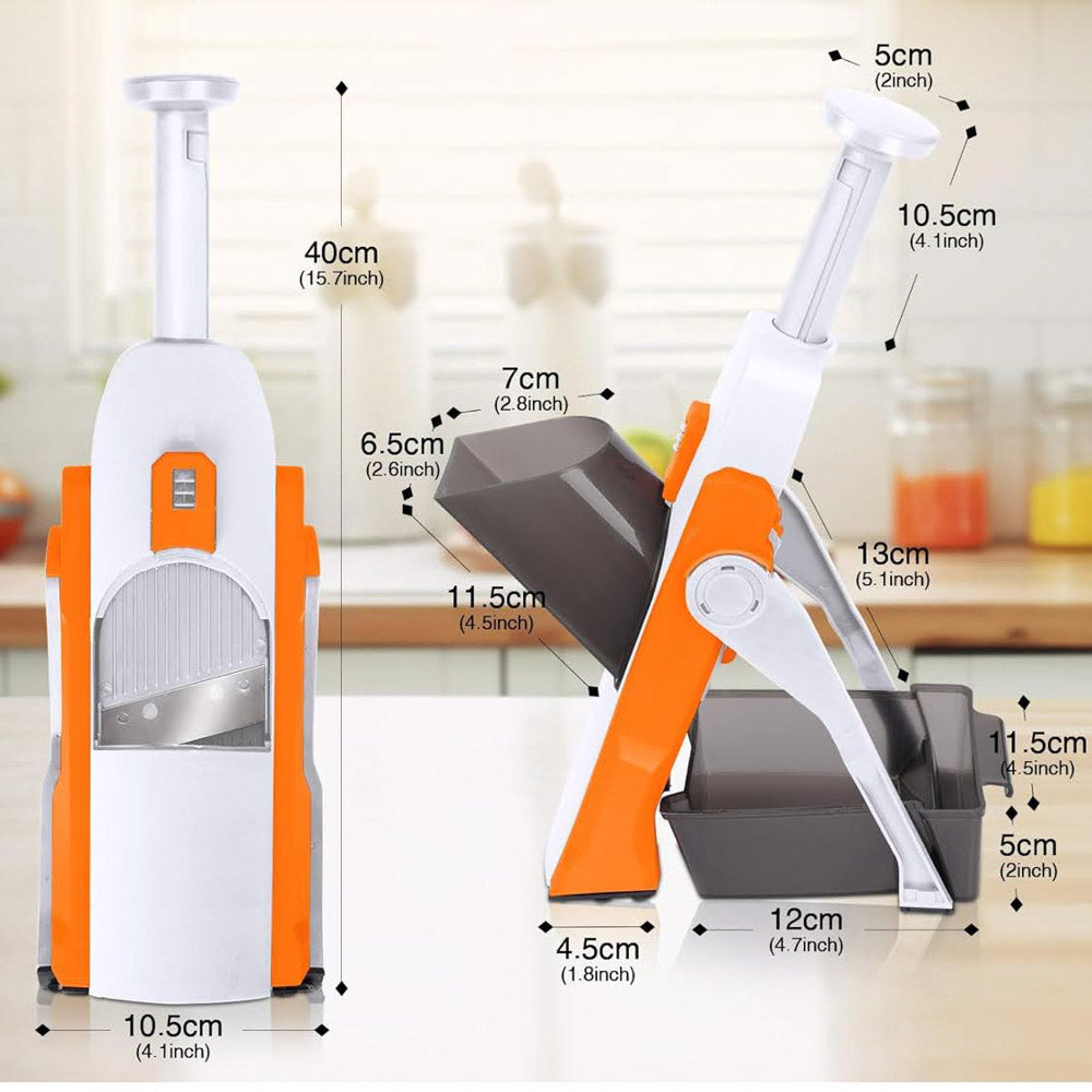 Masthoom Mandoline, Multifunktionales Küchengerät, verstellbare Dicke, sicherer vertikaler Schneider, ideal für Gemüse, orange
