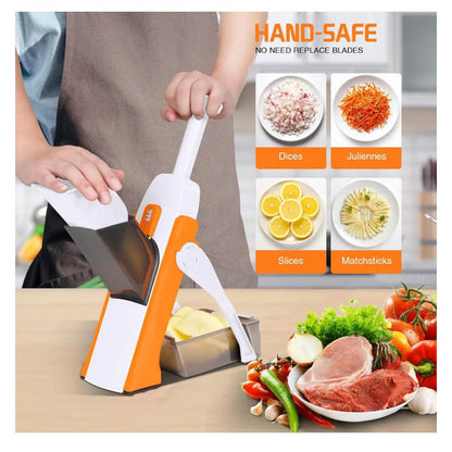 Masthoom Mandoline, Multifunktionales Küchengerät, verstellbare Dicke, sicherer vertikaler Schneider, ideal für Gemüse, orange
