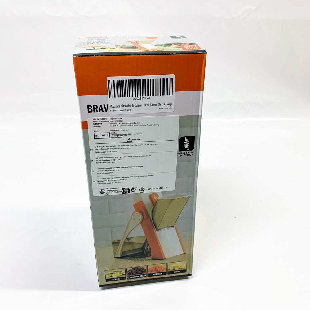 Masthoom Mandoline, Multifunktionales Küchengerät, verstellbare Dicke, sicherer vertikaler Schneider, ideal für Gemüse, orange