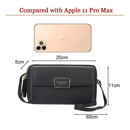 Yixuan Putrot Tragbares Telefon, Brieftasche, kleine Umhängetasche, mit Kartenfächern, PU, verstellbarer Trageriemen - Grau