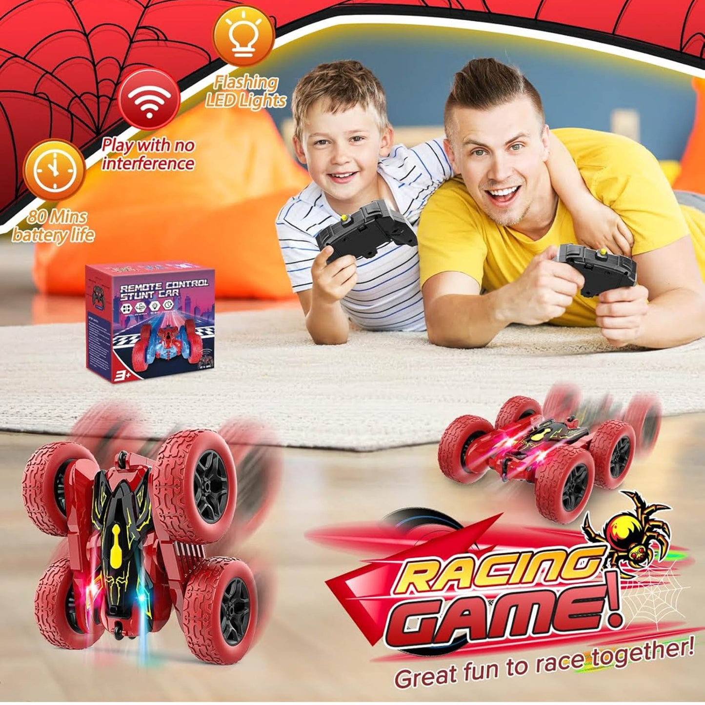 Dislocati Ferngesteuertes Auto für Kinder ab 3 Jahren – RC Stunt Car für drinnen & draußen, Spielzeug für Jungen & Mädchen, Geschenkidee ab 3 bis 10 Jahre