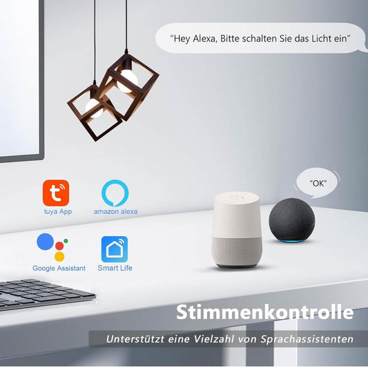 PANGTZEEN Smart WiFi Lichtschalter 2 Fach, 2.4GHz, Alexa & Google Home, Tuya App, Sprachsteuerung, gehärtetes Glas, Unterputz, Schwarz