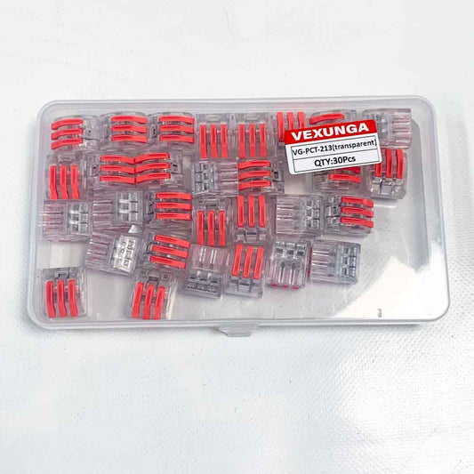 Verbindungsklemme 3 Häfen Kabelverbinder Transparent 250V 32A Schnell Anschlussklemmen Hebelklemme 0,08-4,0 mm² Leiter Klemme 30 Stück