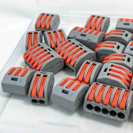 Kabelverbinder Set 2/3/5 Häfen Verbindungsklemme 250V 32A Kompakt Drahtverbinder 0,08-4mm² Leiter Klemme mit Betätigungshebel 40 Stück