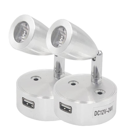 SUPAREE 2x LED Lichter, USB Halterung, 12V LED, wiederaufladbar, energiesparend, einfach zu installieren.