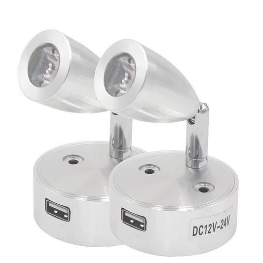 SUPAREE 2x LED Lichter, USB Halterung, 12V LED, wiederaufladbar, energiesparend, einfach zu installieren.