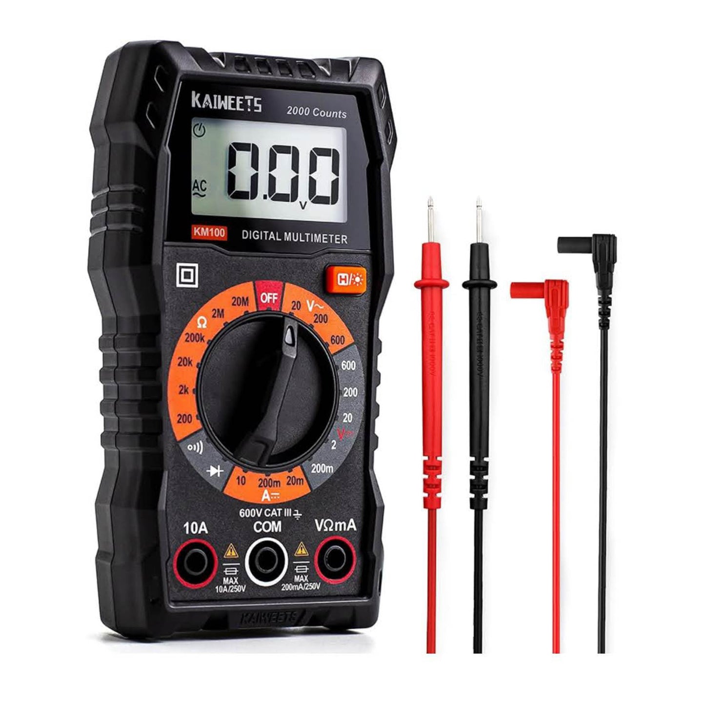KAIWEETS KM100 Digital Multimeter, Spannungsmesser, AC/DC Spannung, DC Strom, Durchgang, Widerstand, Diode