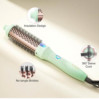 K&K Thermal Brush, 32 mm, Heated Round Brush, Professional Curler, Ceramic Tourmaline, Ionic, Hot Styling, Volume Brush, Dual Tension