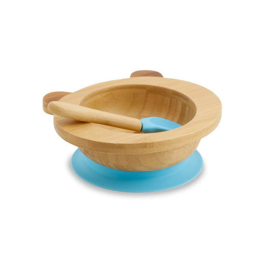 Biozoyg Panda Bär Set, Bambusschüssel, Schalen mit Saugbecher, Löffel, ideal für Kinder, Müsli Bowl, nachhaltig.