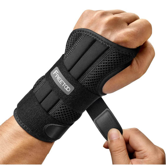 FREETOO Handgelenkbandage, verstellbar, für Tag und Nacht, 3 Schienen, Schutz bei Arthritis und Verstauchungen.