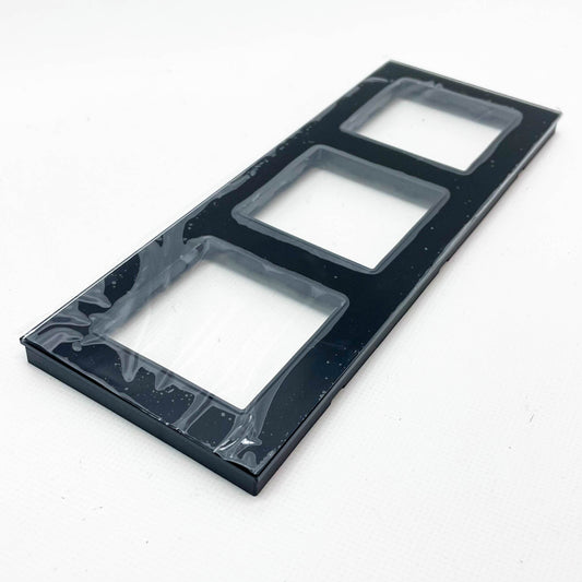 PANGTZEEN Schuko Steckdose, 3-fach, Unterputz, 16A, Glasrahmen, schwarz, ideal für Wohnzimmer, Schlafzimmer, Küche, Büro.