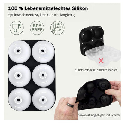 Eiswürfelform Kugel Silikon, 5cm, Faltbar, Auslaufsicher, BPA Frei, Runde Eiskugelform